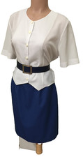 Women's pencil skirt Classic blue lined with pockets Vintage Michel S-M 