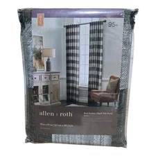 Allen + Roth 95-in Black Light Filtering Back Tab Single Curtain Panel