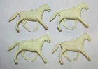 4 Original Marx Western Play Set Wagon Horses in Cream, 54mm