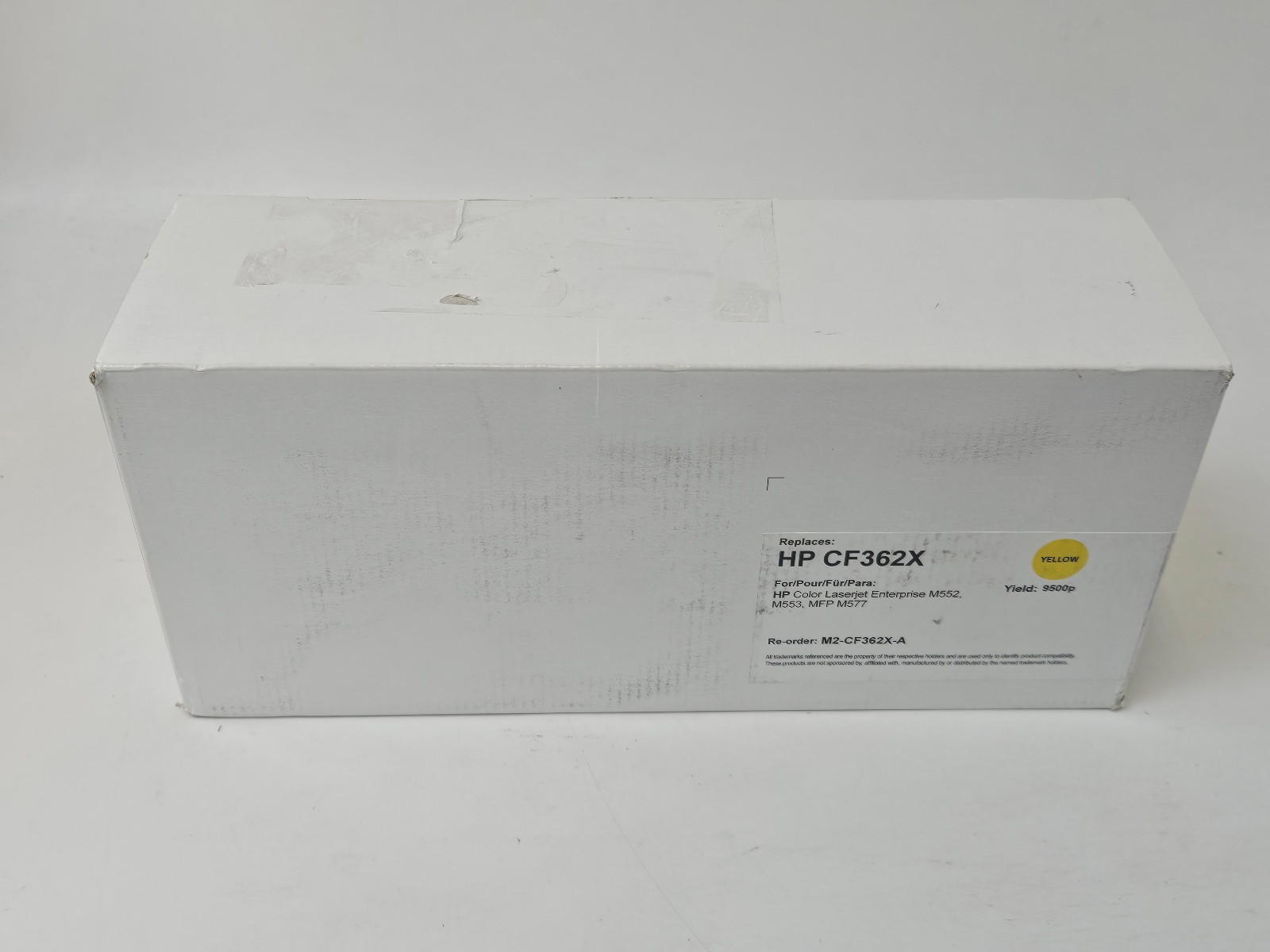 Yellow toner for HP Colour LaserJet Enterprise M552 M553 M577 CF362X 508X