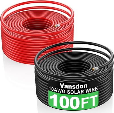 2X100Ft Wire Copper | Tinned 84-St 10Awg,Solar Wire PV Solar Panel Cable Vansdon