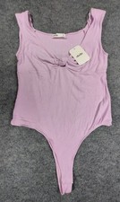 NWT Elodie Ribbed Knit Front Knot Bodysuit Lavender Purple Size XL NEW