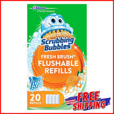 FLUSHABLE TOILET BOWL WAND CLEANER REFILL Fresh Brush Pads Citrus Scent 20 Count