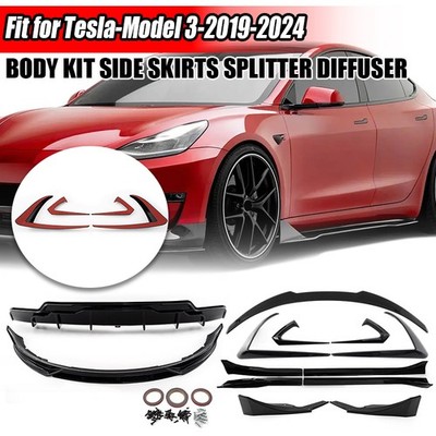 16X Full Body Kits Front Splitter Rear Spoiler Diffuser For Tesla Model 3 17-23