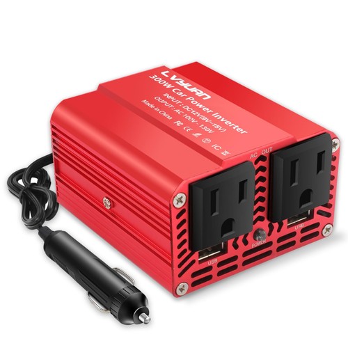 300W Power Inverter for Vehicles, 12V DC to 110V AC Car Plug Adapter Outlet C...