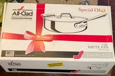 All-Clad 4403 Stainless Steel 3-Ply 3qt Saute Pan with Lid - Silver (8701004414)