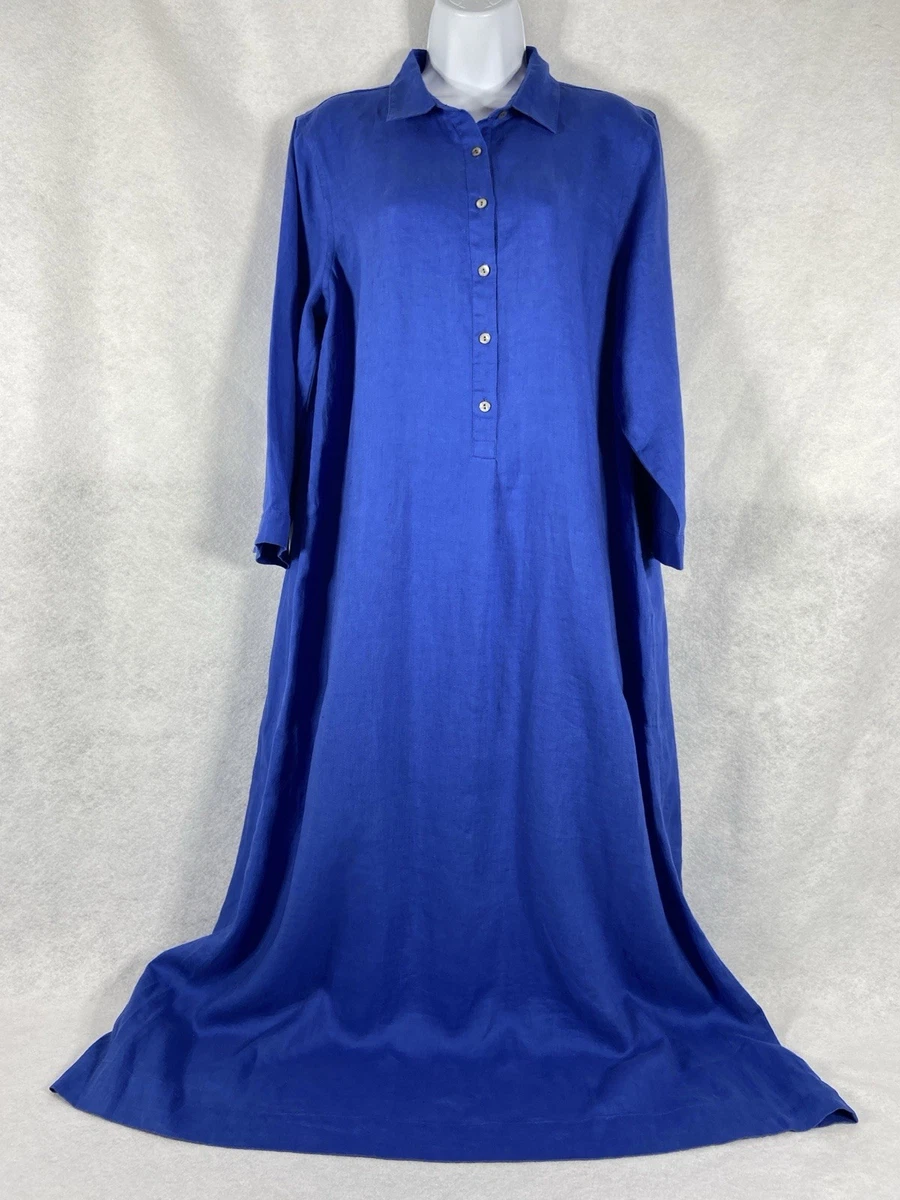 chinese dress ladies 100% Linen Sleeveless Straight High Slit Maxi Dress Taylor, Light Blue / M