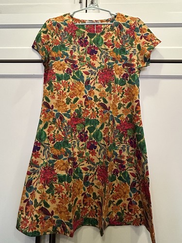 NWT Peruvian Connection Tropico 100% Pima Cotton Short Sleeve Floral Dress Sz L
