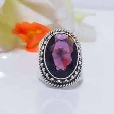 Purple Amethyst Sterling Silver Ring, Artisan Statement Jewelry, Gift For Her