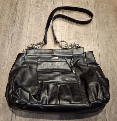 MICHE Bag Morgan Shell & Base Purse Prima Solid Black Zippered Faux Leather Zip