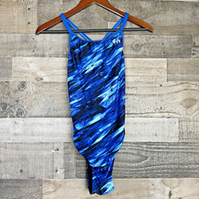 TYR One Piece Swimsuit Women's Size 34 Blue Multicolored Open Back