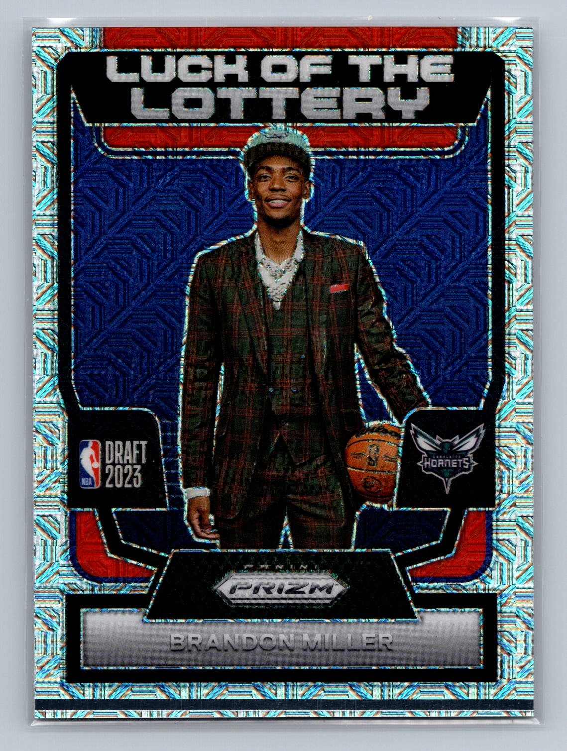 Brandon Miller 2023-24 Panini Prizm #13 Luck of the Lottery Prizms Mojo #/25 RC