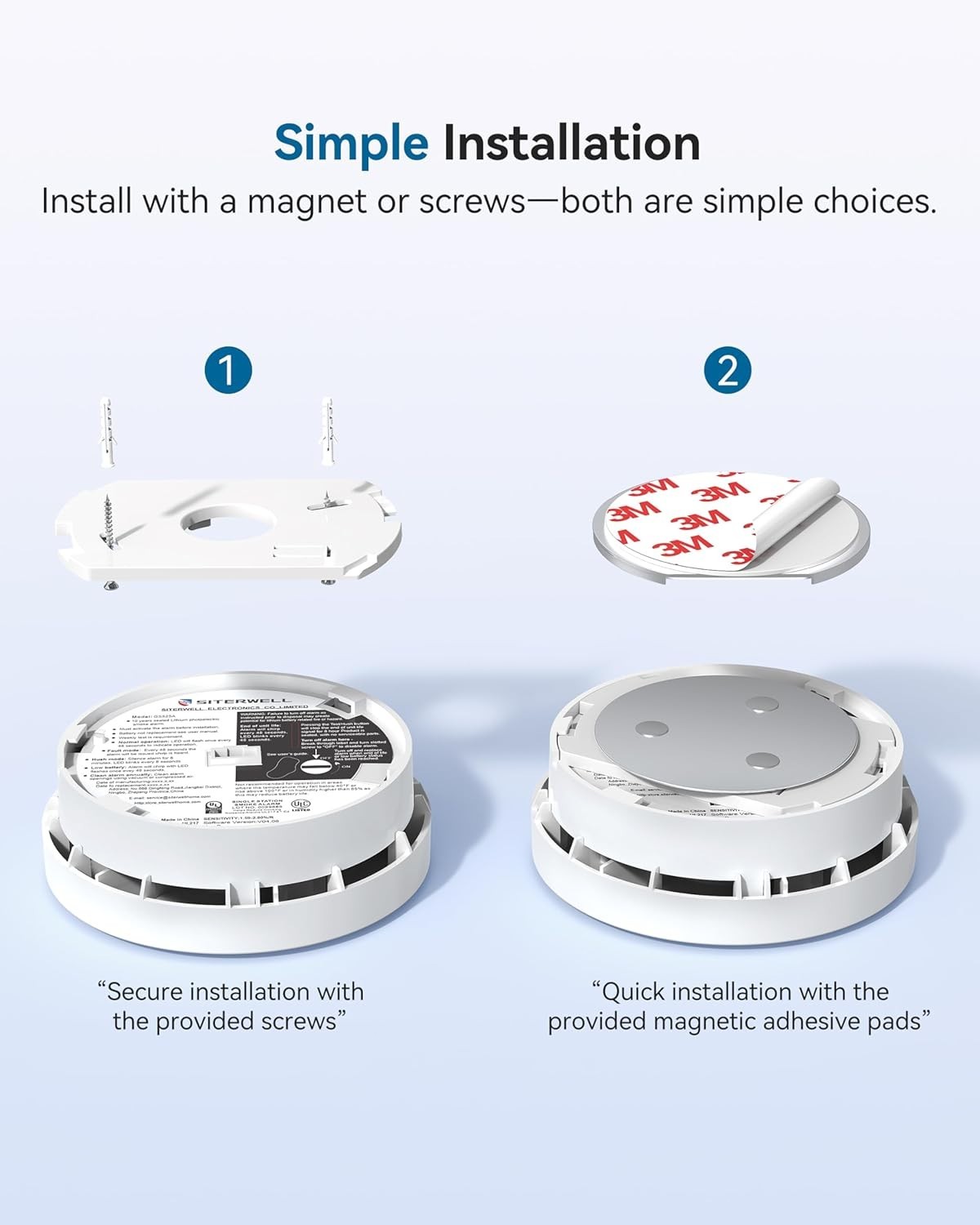 NEW Arrival SITERWELL Compact 10 Year Battery Powered Smoke Detector 3 Pack