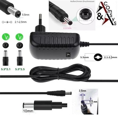 Netzteil AC Adapter Ladegerät 12V   400mA / 1000mA (1A)   5.5mm x 2.1mm Stecker