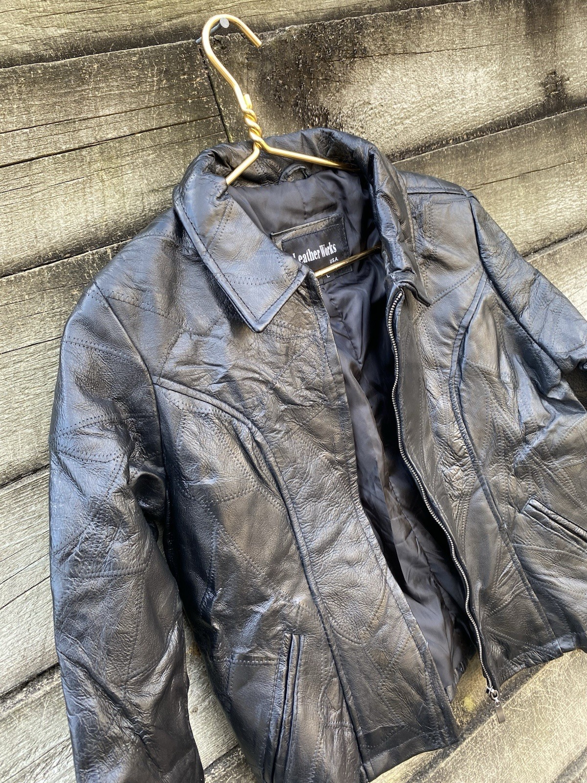 Leather Works Genuine Jacket Patchwork Motorcycle… - image 6