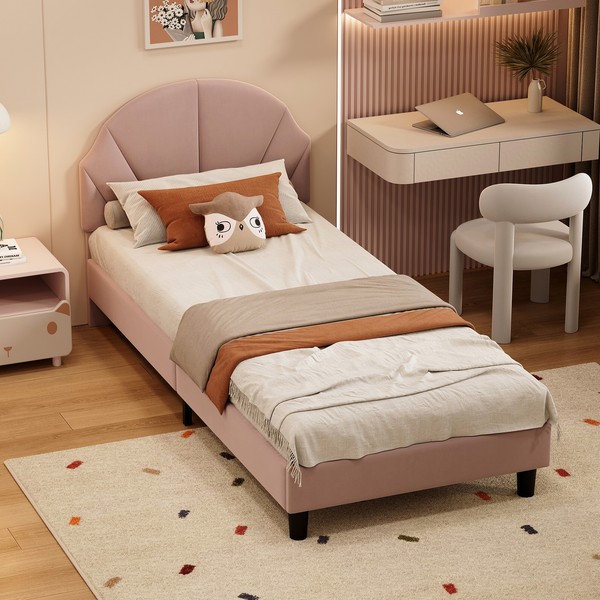 Kinderbett 90X190 Polsterbett Einzelbett Bettgestell Mit Lattenrost Jugendbett-image