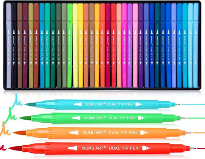 35 Dual Markers Pen for Adult Coloring Book, Coloring Brush Art Marker, Fine Tip