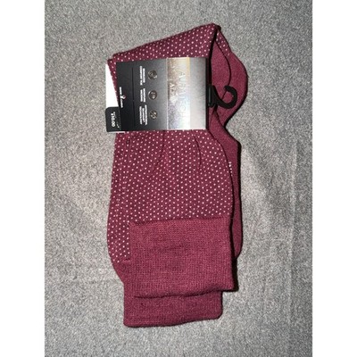 Alfani Alfatech Mens Burgundy Micro Dot Dress Socks Moisture Wicking Size 10-13
