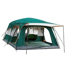 Large Tent 8 10 Person,Family Cabin Tents,2 Rooms,Straight Wall,3 Doors Green