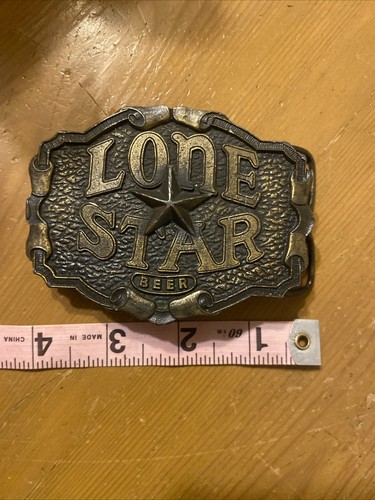 Vintage Lone Star Beer Belt Buckle Bottle Opener Bergamot Brass Works ...