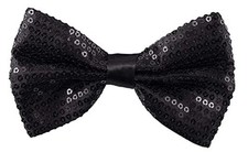 Sequin Bow Ties for Men - Pre-tied Adjustable Length Bowtie, Many 1 Black