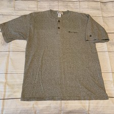 Champion Vintage Cloth Mens Size Large Henley Shirt Light Olive Green Read