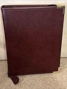 Vtg Hazel Vegan Leather 3 Ring Zip Binder 8”x10.5"x2.5" Brown Made In USA