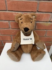 Vintage Tough Ted 1985 kleiner Bär Stofftier WESTE Tattoo zerrissenes Ohr Plüsch Teddy RAR