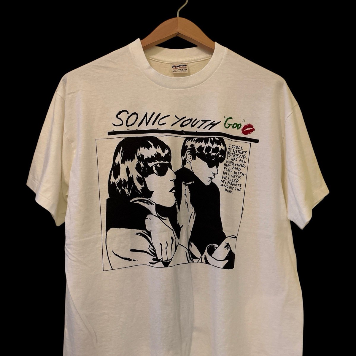 Vintage Sonic Youth Goo 90s Band Grunge Concert White Sz XL T