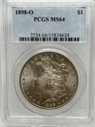 1898-O $1 Silver Morgan Dollar MS 64  PCGS Certified Toned. Great Color
