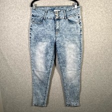 Bamboo Jeans Womens 15 Blue Denim Cotton Medium Wash Tapered Leg Streetwear