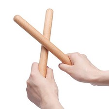 8 Inch Classical Wood Claves Musical Percussion Instrument, Natural Hardwood