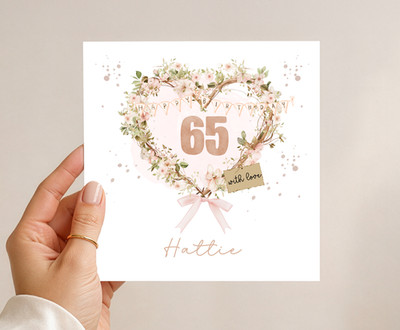 Personalisierte Karte 65. Geburtstag rosa Blumen rustikal Vintage - Mama Nan Freundin