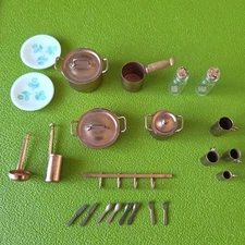 Rare Sylvanian Families 1980s Miniature Kitchen Set Antique Metal Collectible