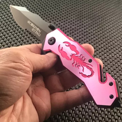 Tac-Force Pink Scorpion Spring Assisted Rescue Fantasy Pocket Knife