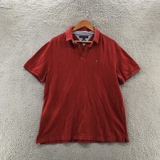Tommy Hilfiger Polo Tee Shirt Mens XL Red Cotton Custom Fit Short Sleeve Casual