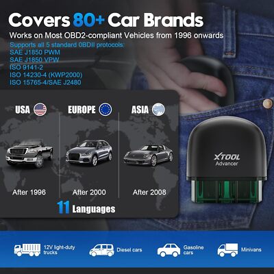 XTOOL Advancer AD20 Pro Scanner Diagnostico Wireless OBD2 Per Auto - Lettore Codici Per IPhone E Android, Tutti I Sistemi, Reset Olio - 3