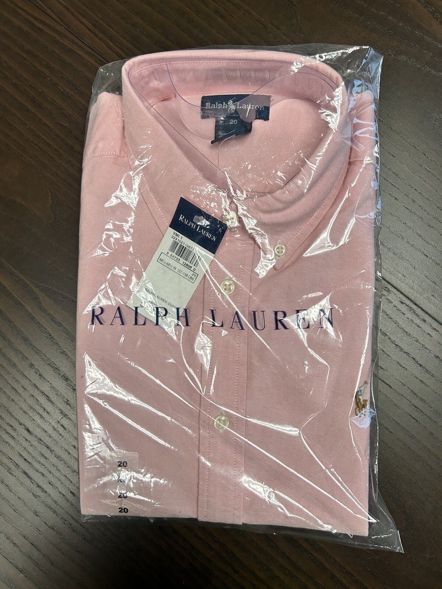 Ralph Lauren Polo Cotton Men Sz 20 Long Sleeve Button Shirt Peach