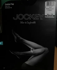 JOCKEY For HER Black Control Top Pantyhose Reinforced Toe SIZE Small
