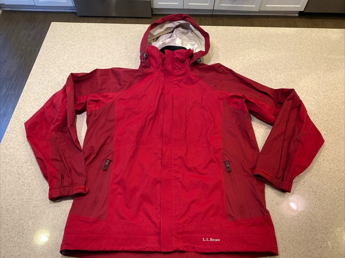 L.L. Bean Men M Red Waterproof Weather Channel Issue Rain Jacket Barely Worn EUC