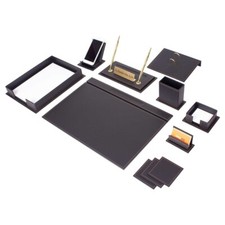 13 PCS Leather Desk Organizer Set-Office Desk Accessories-Black Leather Desk Set