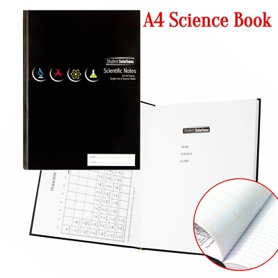 A4 Hardback Notebook Grid Lined Science Book with Periodic Table Graph ...