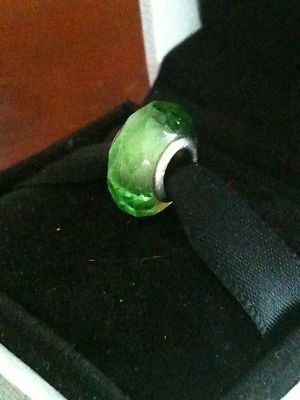 Authentic Biagi SSilver Faceted Emerald Green Murano Glass Bead4Bracelet Pendant