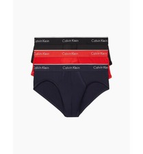Calvin Klein Men's NP2162O932 Micro 3-Pack Hip Brief Black/Navy/Red XL