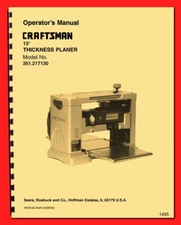 CRAFTSMAN 351.217130 13" Wood Thickness Planer Service Parts Manual 1495