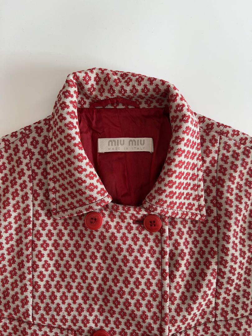 MIU MIU FW1996 WOMEN JACKET Leather Red White Made in Italy From 