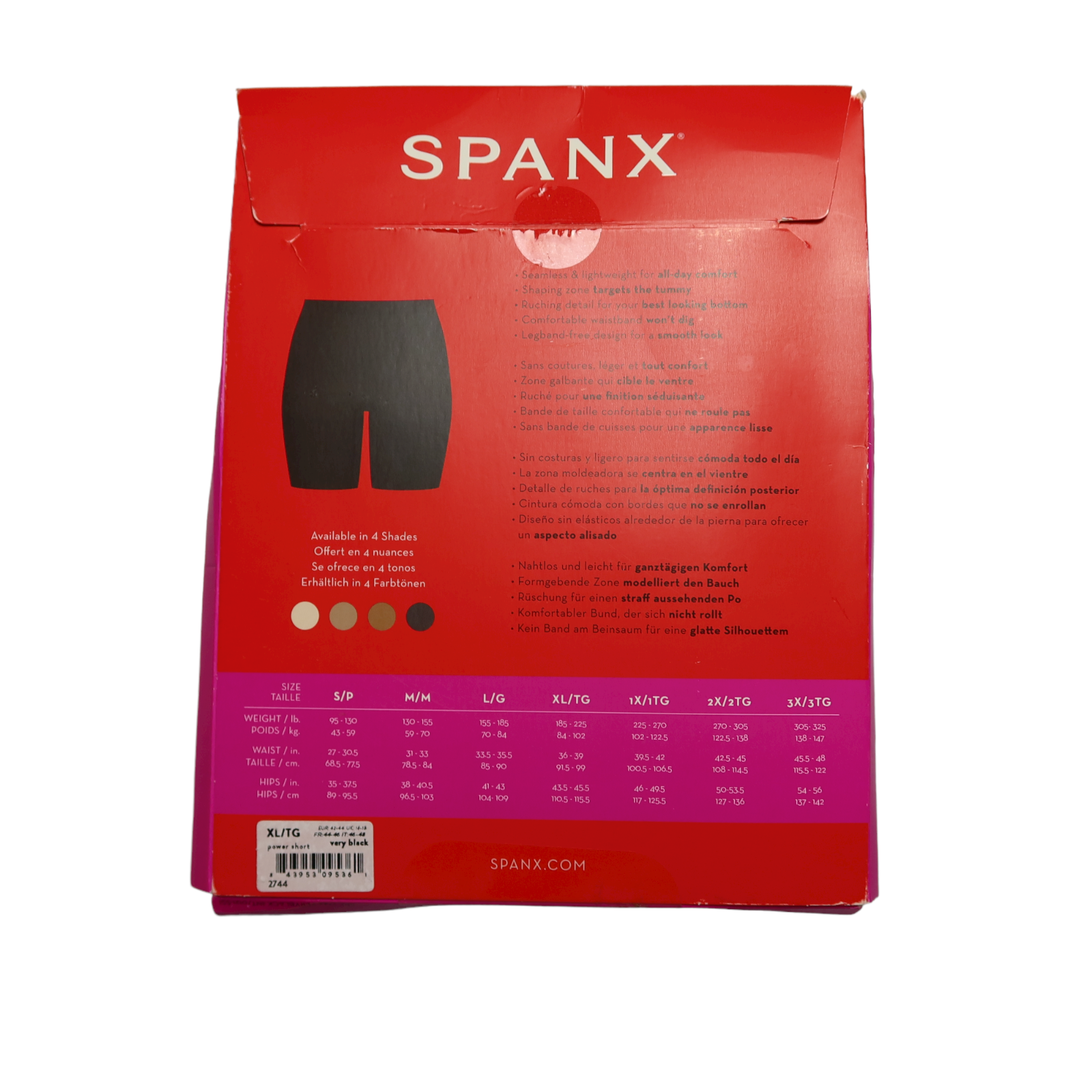 Spanx Women's Power Thigh Slimmer, Black (Very Black 000), XL (1618 UK