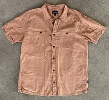 Patagonia Shirt Mens XXL Rainfall Rust Hemp Organic Cotton Blend Plaid Back Step