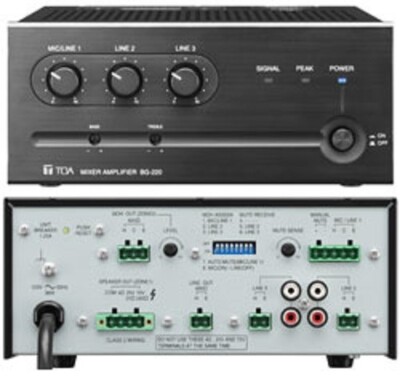 NEW TOA BG-220 Mixer / Amplifier, 20 Watt, 70 Volt Speaker Output BG220