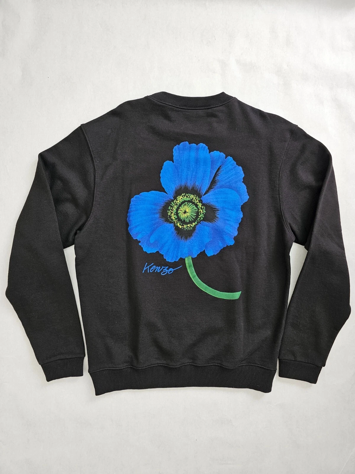 FELPA CLASSICA CON GRAFICA STAGIONALE KENZO NERA LOGO SCHIENO BLU PICCOLA NUOVA